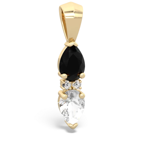 onyx-white topaz bowtie pendant