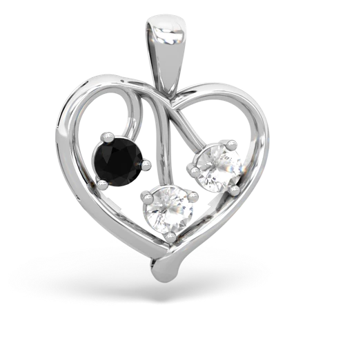 onyx-white topaz love heart pendant