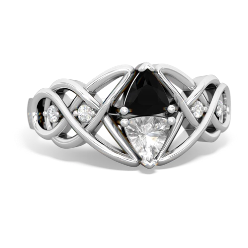 onyx-white topaz celtic knot ring