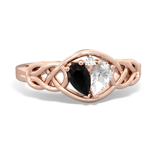 onyx-white topaz celtic knot ring