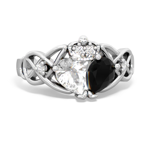 onyx-white topaz claddagh ring