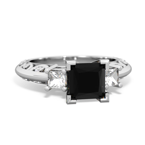 onyx-white topaz engagement ring