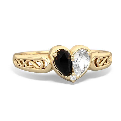 onyx-white topaz filligree ring