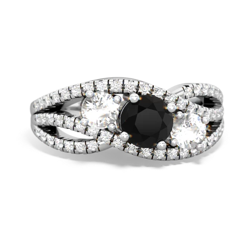 onyx-white topaz three stone pave ring