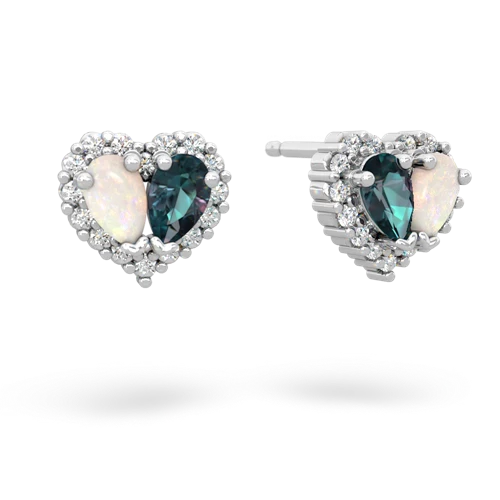 opal-alexandrite halo-heart earrings