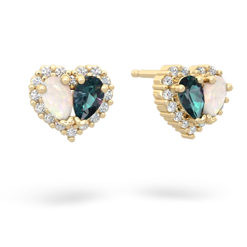 opal-alexandrite halo-heart earrings