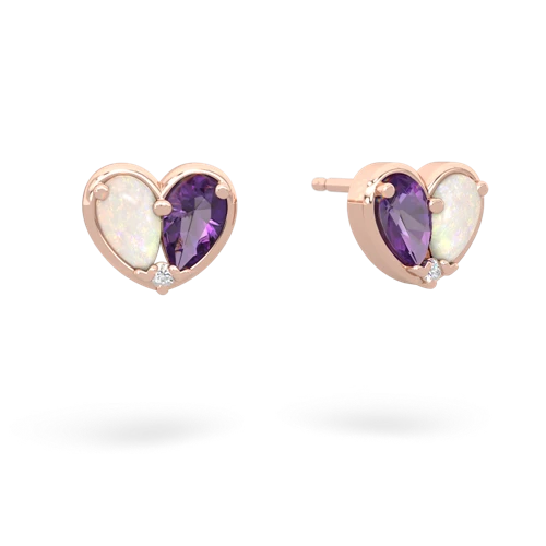 opal-amethyst one heart earrings