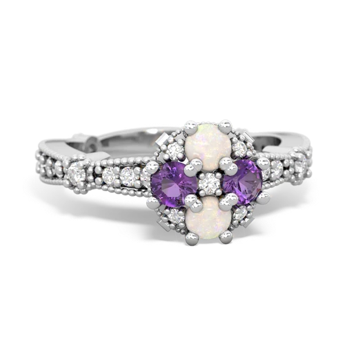 opal-amethyst art deco engagement ring