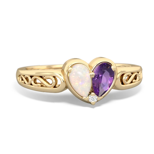 opal-amethyst filligree ring