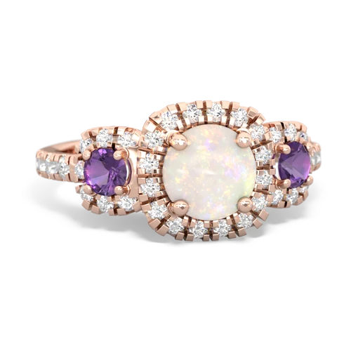 opal-amethyst three stone regal ring