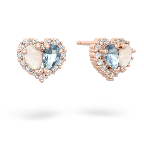 opal-aquamarine halo-heart earrings