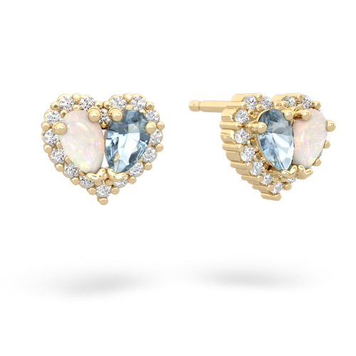 opal-aquamarine halo-heart earrings