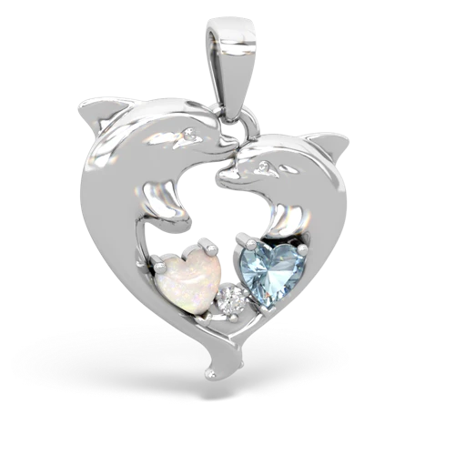 opal-aquamarine dolphins pendant