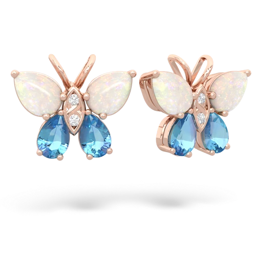 opal-blue topaz butterfly earrings