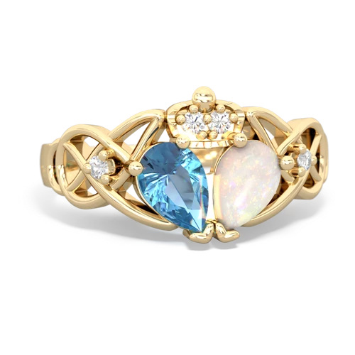 opal-blue topaz claddagh ring