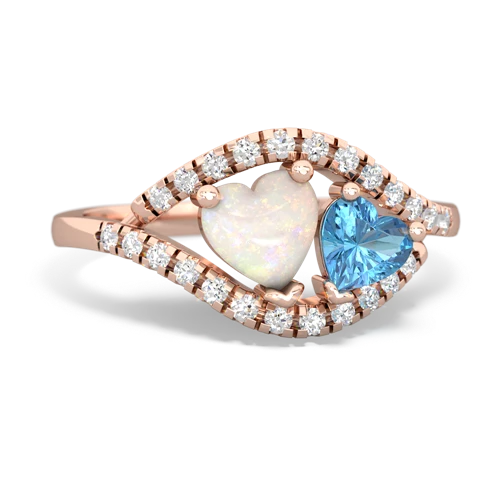 opal-blue topaz mother child ring