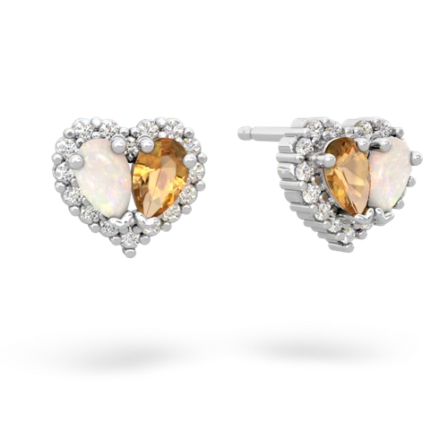 opal-citrine halo-heart earrings