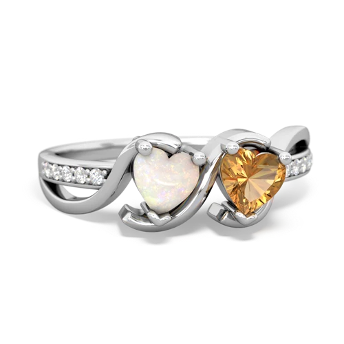 opal-citrine double heart ring