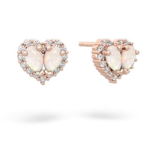 opal halo-heart earrings