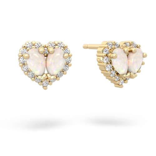 opal halo-heart earrings