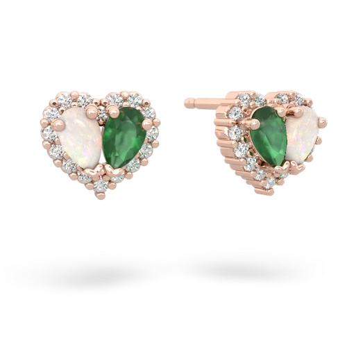 opal-emerald halo-heart earrings