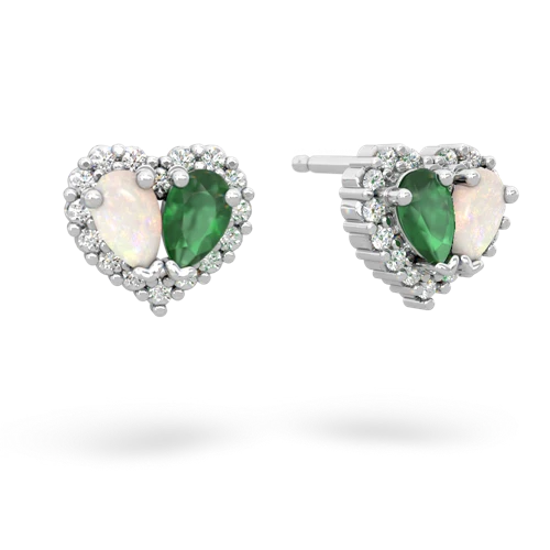 opal-emerald halo-heart earrings