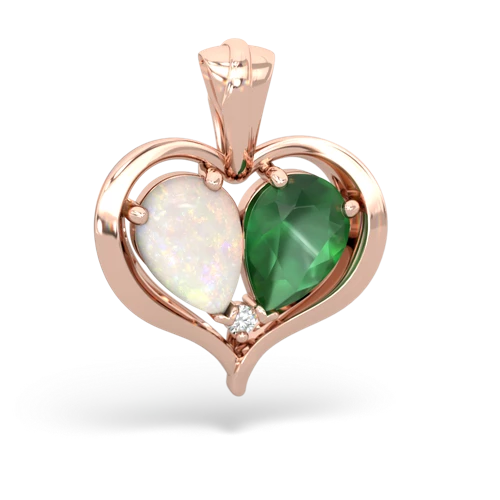 opal-emerald half heart whole pendant