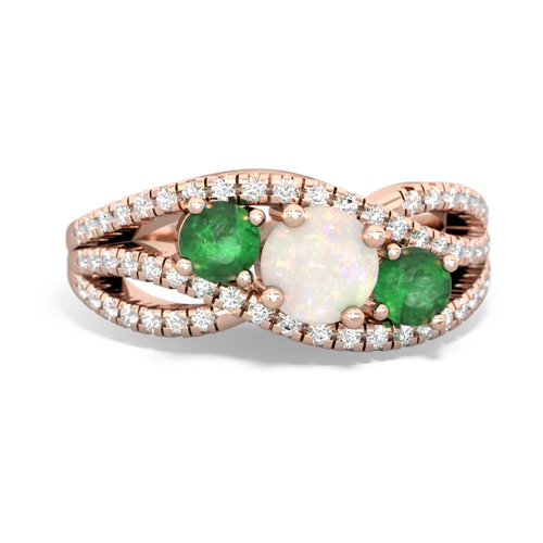 opal-emerald three stone pave ring