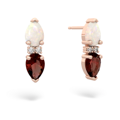 opal-garnet bowtie earrings