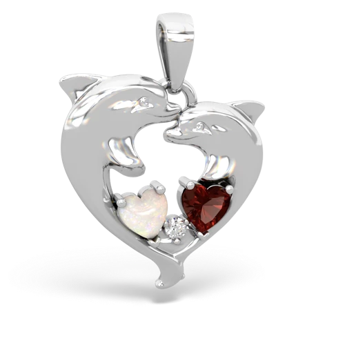 opal-garnet dolphins pendant