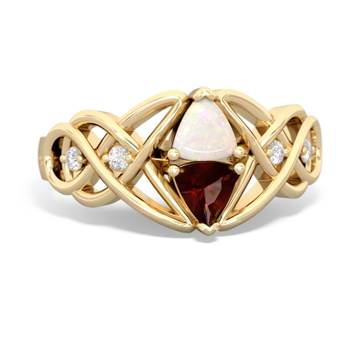 opal-garnet celtic knot ring