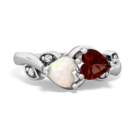 opal-garnet floral keepsake ring