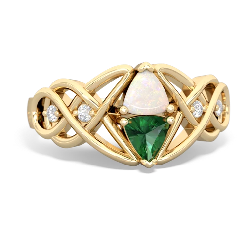 opal-lab emerald celtic knot ring