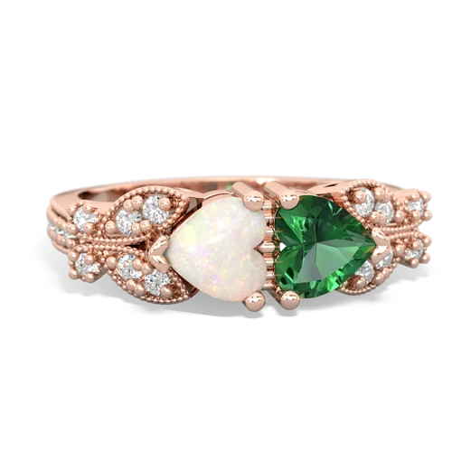 opal-lab emerald keepsake butterfly ring