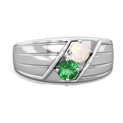 opal-lab emerald mens ring