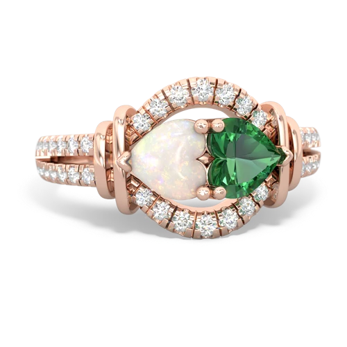 opal-lab emerald pave keepsake ring