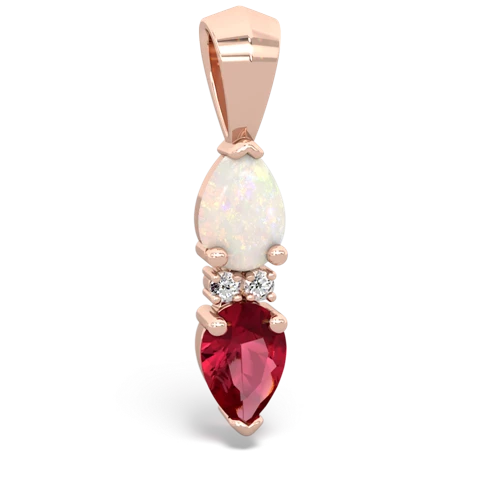 opal-lab ruby bowtie pendant