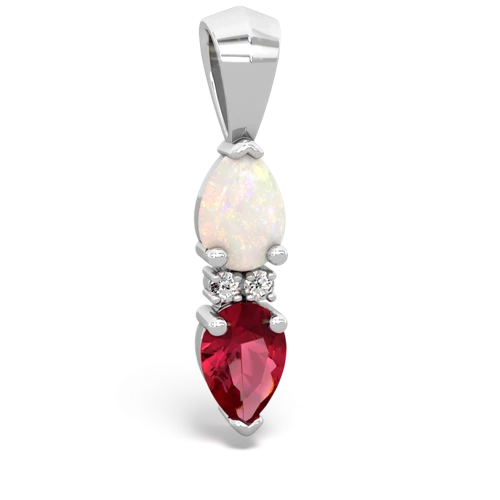 opal-lab ruby bowtie pendant