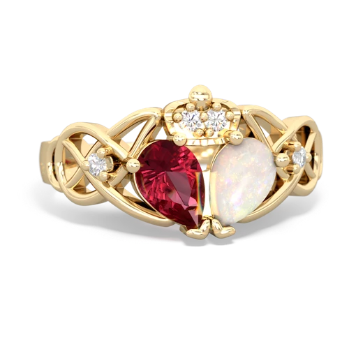 opal-lab ruby claddagh ring