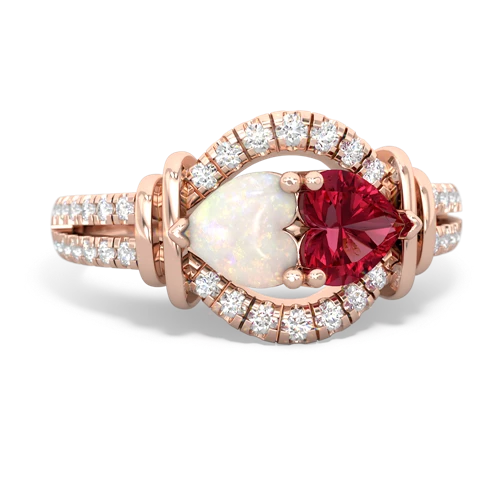 opal-lab ruby pave keepsake ring