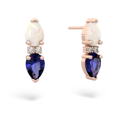 opal-lab sapphire bowtie earrings