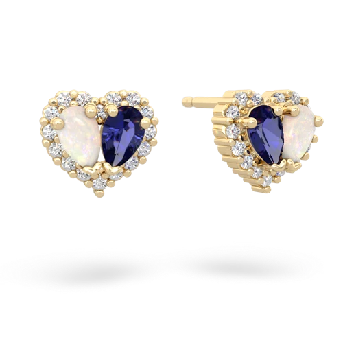opal-lab sapphire halo-heart earrings