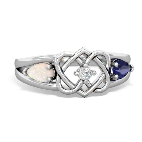 opal-lab sapphire double heart ring