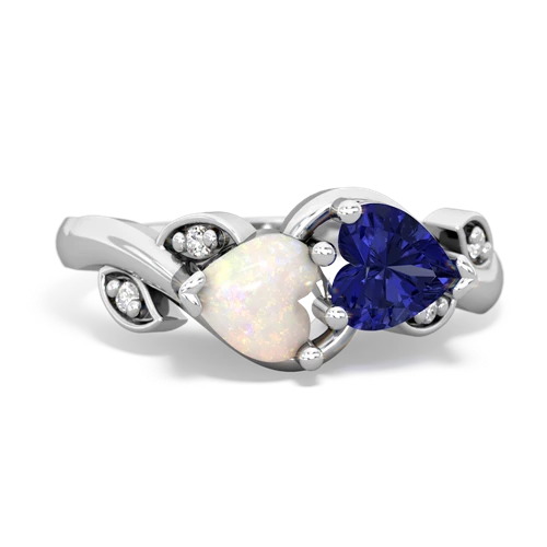 opal-lab sapphire floral keepsake ring