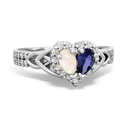 opal-lab sapphire keepsake engagement ring