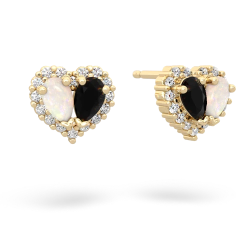opal-onyx halo-heart earrings