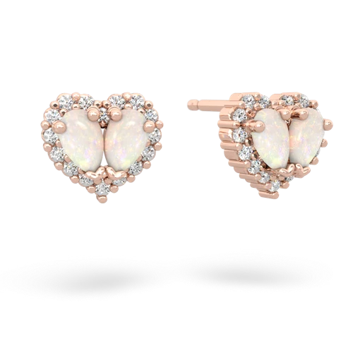 opal-opal halo-heart earrings