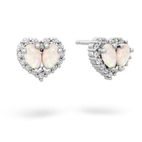 opal-opal halo-heart earrings