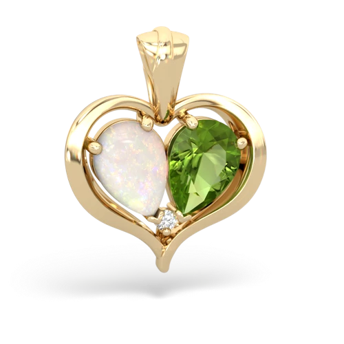 opal-peridot half heart whole pendant