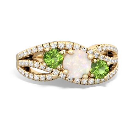 opal-peridot three stone pave ring